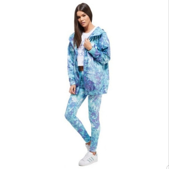 3 piece Adidas Originals Ocean Elements Leggings Jacket Crop Tee - Picture 1 of 14